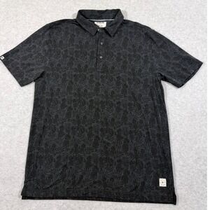 LinkSoul Men's Gray Pineapple Leaf Print Short Sleeve Polo Shirt Size‎ L